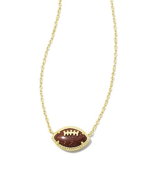 Football Gold Short Pendant Necklace In Orange Goldstone Kendra Scott