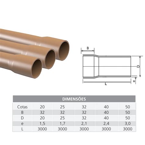 Tubo PVC Soldavél Marrom 60MM 3M Tigre Barcelona Lar Construção