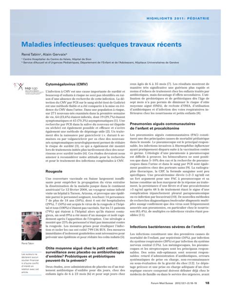 Pédiatrie Maladies Infectieuses Quelques Travaux Récents