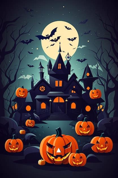 Premium Ai Image Halloween Background With Pumpkins In A Cemetery