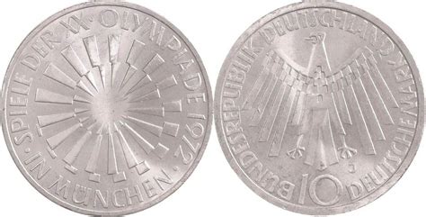 Deutschland BRD Germany 10 DM 1972 J XX Olympische Sommerspiele