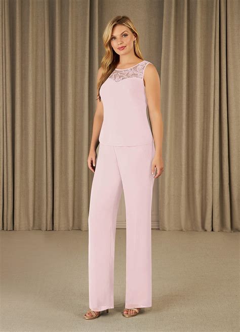 Azazie Maura Blushing Pink Jumpsuit Pantsuit Sequins Chiffon Dress Azazie