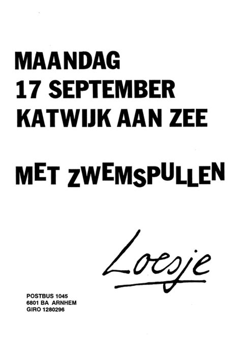 Maandag September Katwijk Aan Zee Met Zwemspullen Loesje