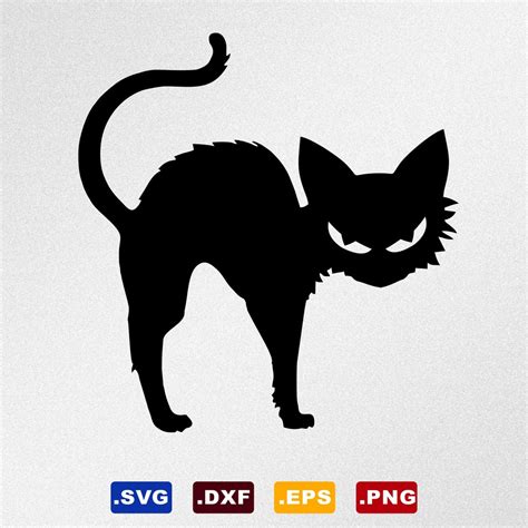 Halloween Cat Svg Dxf Eps Vector Files For Cricut Silhouette