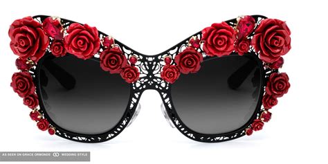 Dolce And Gabbana Sunglasses Red Roses Black Frame Dolce And Gabbana