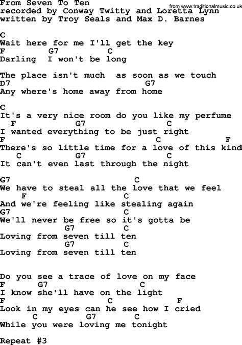 Loretta Lynn Song From Seven To Ten Lyrics And Chords