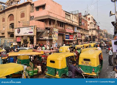 Tipical Traffic Jam on a Street in Delhi City Editorial Photography ...