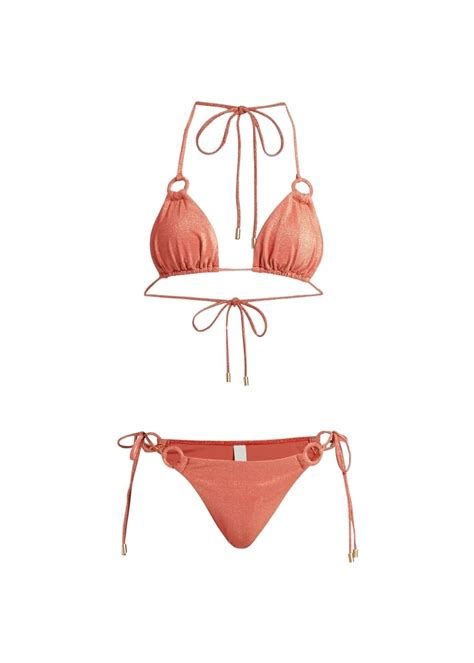 Zimmermann Tallow Metallic Triangle Bikini Set Burnt Orange J Cathell