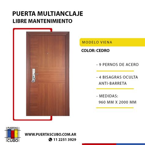 Puerta Blindada Multianclaje 7 Anclajes Modelo Viena