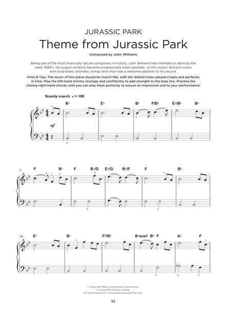 Theme From Jurassic Park By John Williams Sheet Music For Really Easy Piano At Sheet Music Direct