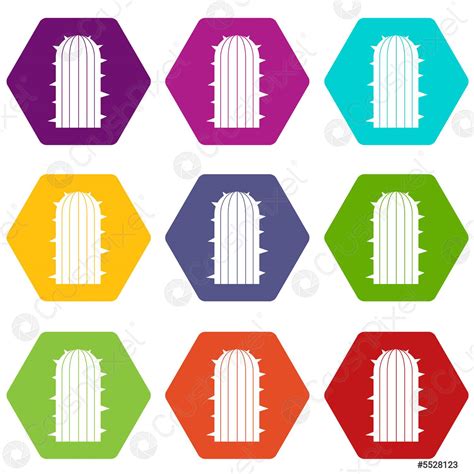 Plant Of Desert Icon Set Color Hexahedron Stock Vector 5528123