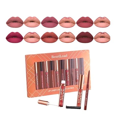 Makeup 12pc Velvety Nude Matte Liquid Lipsticksnude Lip Liner Pens