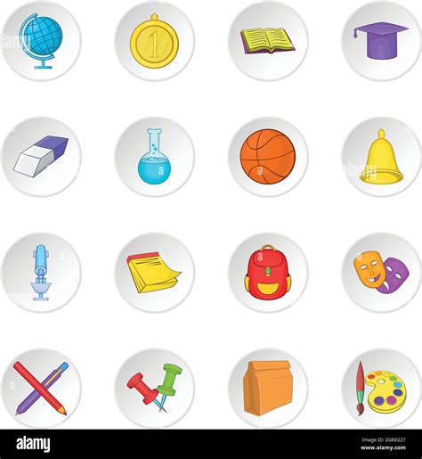 School Icons Set Cartoon Style Stock Vector Image And Art Alamy