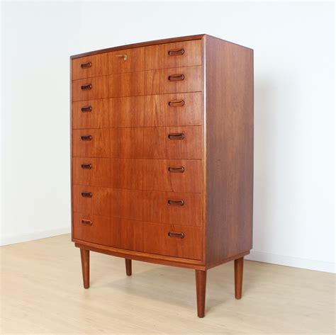 Teak Veneer Danish Tallboy Chest Of Drawers S