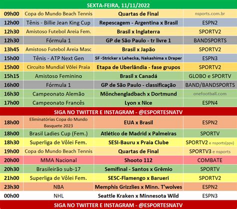 Esportes Na Tv On Twitter A Agenda Esportiva Desta Sexta Feira