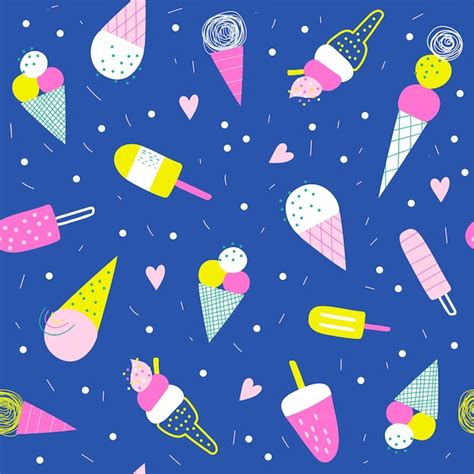 Premium Vector Seamless Pattern With Ice Cream Vector Illustrations