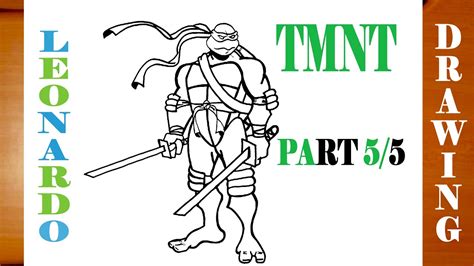 How To Draw Leonardo From Teenage Mutant Ninja Turtles Tmnt Step By