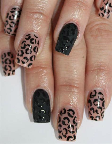 Nude Black With Leopard Print Modern Nails Gorgeous Nails