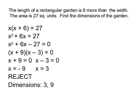 Solving Word Problems Involving Quadratic Equations