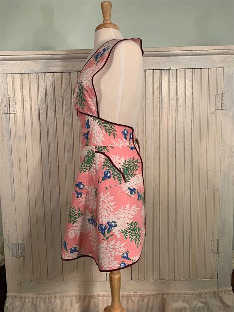 Womens Full Apron Handmade Retro Style Flower Print Genuine Etsy