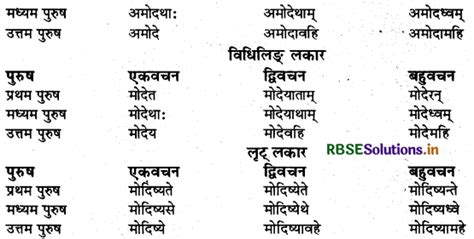 Rbse Class 9 Sanskrit व्याकरणम् धातुरूपाणि