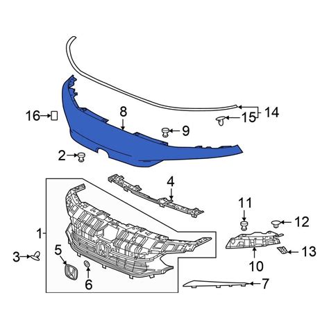 Honda OE 71111T43A01ZE Front Grille Molding