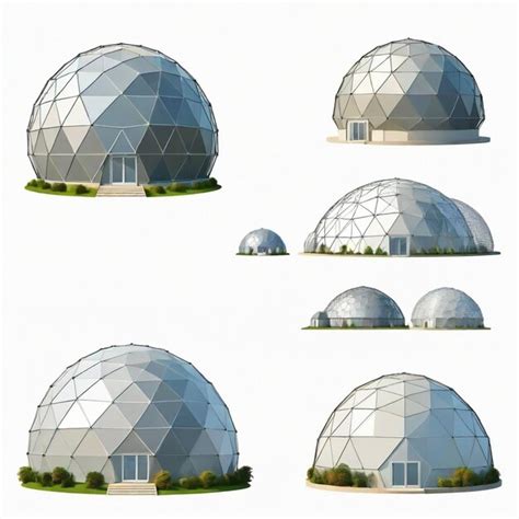 Geodesic Dome Vector Set White Background Isolated Premium Ai