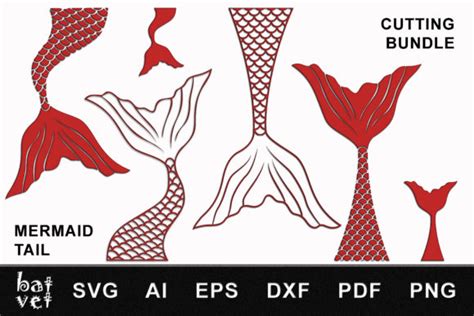 Mermaid Tail Svg Bundle Laser Cut Merm Graphic By Batvet · Creative