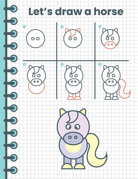 Como desenhar um cavalo para crianças. Etapas de desenho fáceis para ...