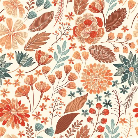 Seamless Orange Floral Pattern 1271927 Vector Art At Vecteezy