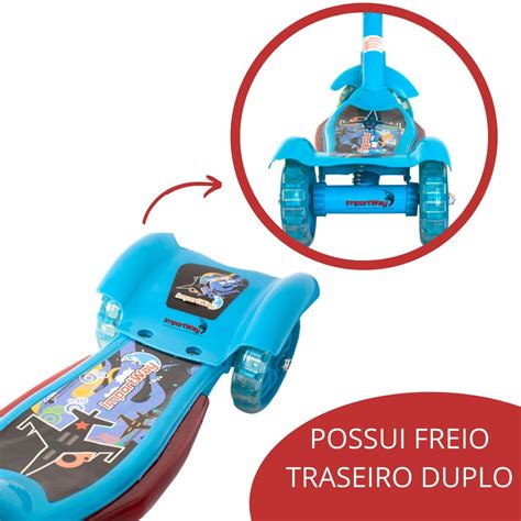 Patinete Musical Infantil Azul Rodas Importway Brinquedo Crian A