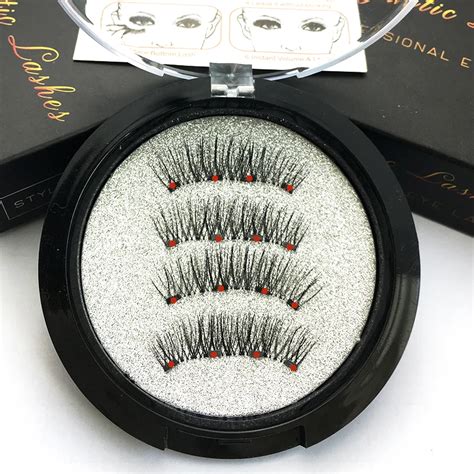 3D Magnetic False Eyelashes Natural 4 Magnet Mink Eyelashes Extension