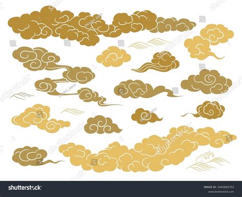 japanese style cloud illustration set stock vector royalty