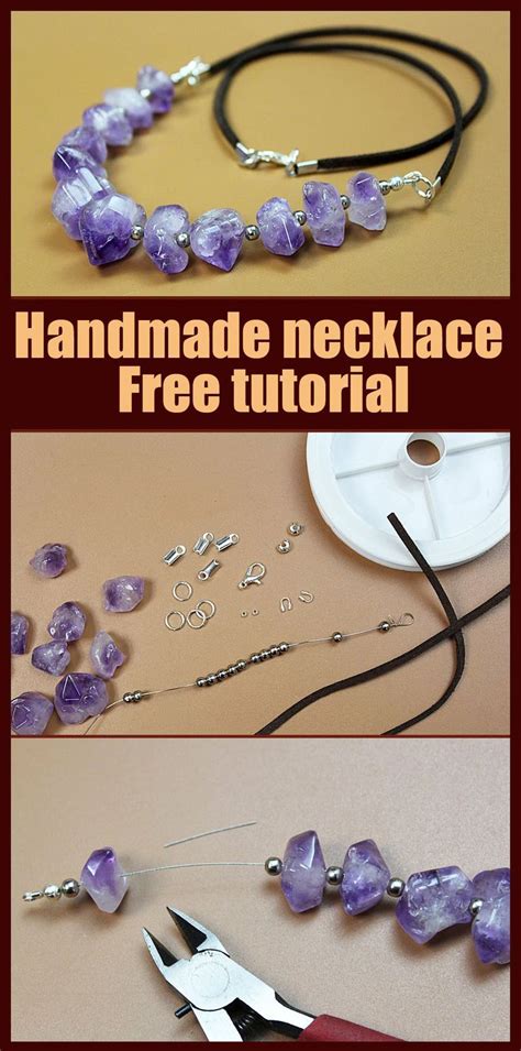 the instructions for how to make necklaces with beads and leather cord are shown in this video