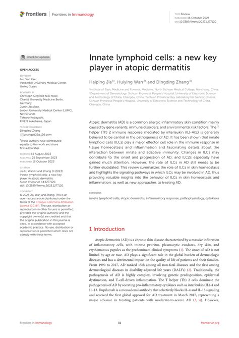 Pdf Innate Lymphoid Cells A New Key Player In Atopic Dermatitis