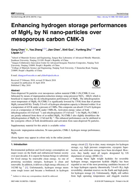 Enhancing Hydrogen Storage Performances Of Mgh2 By Ni Nano Particles Over Mesoporous Carbon Cmk