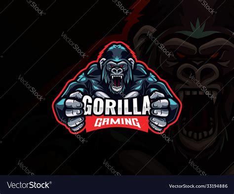 Gorilla Mascot Esport Logo Design Royalty Free Vector Image