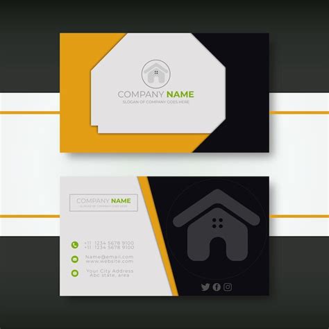 Premium Vector Yellow And Black Business Card Design Template