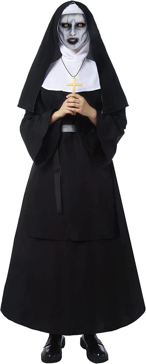 The Nun Costume Womens Nun Cosplay Valak Outfit Scary Halloween Costume