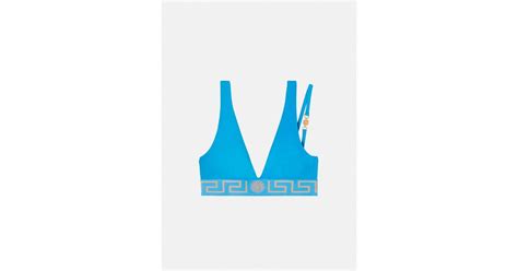 Versace Medusa Greca Border Bikini Top In Blue Lyst