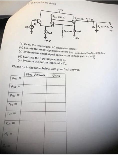 Solved A Draw The Small Signal Ac Equivalent Circuit B