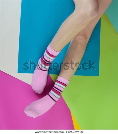 Naked Female Feet Socks Posing On Stock Photo Shutterstock