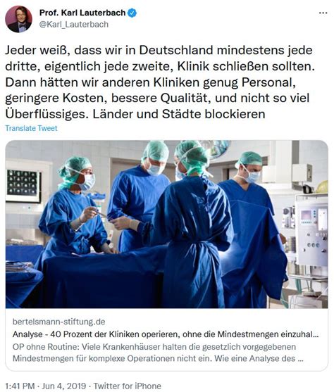 Lauterbach Will Jede Zweite Klinik Schlie En Immerda Intensivpflege De