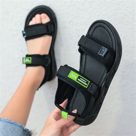 Sandal Nữ Quai Dán FIN Hàn Quốc Quai Màu Hot Trend Shopee Việt Nam