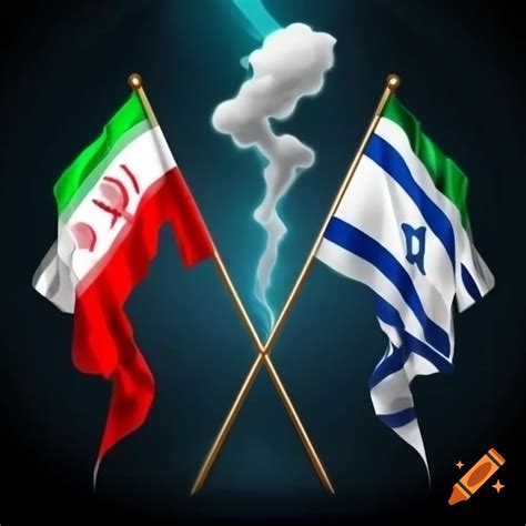 Symbolic Confrontation With Flags Of Iran And Israel And Imagery Of