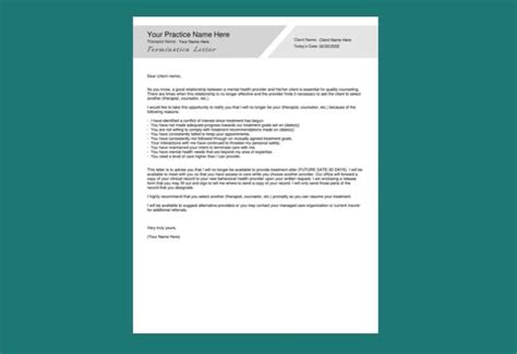 Therapy Client Termination Letter Pdf Template