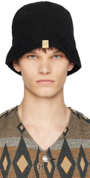 Visvim Black Crochet Knit Bucket Hat