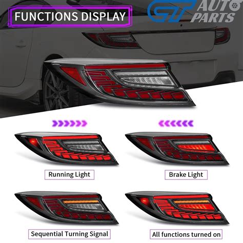 V Black Red Led Dynamic Tail Lights For Toyota Gr Subaru Brz