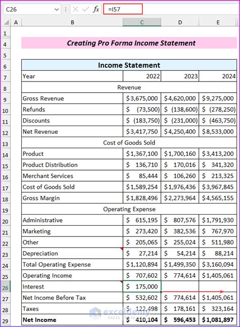 How To Create Pro Forma Financial Statements In Excel