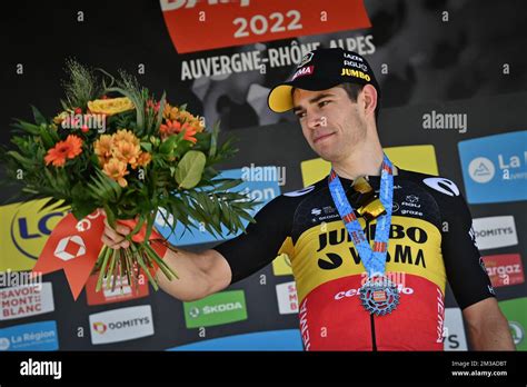 Belgian Wout Van Aert Of Team Jumbo Visma Celebrates On The Podium